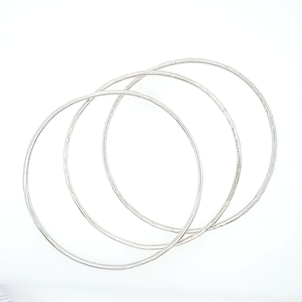 Bangle -  Thick Hammered Sterling Silver