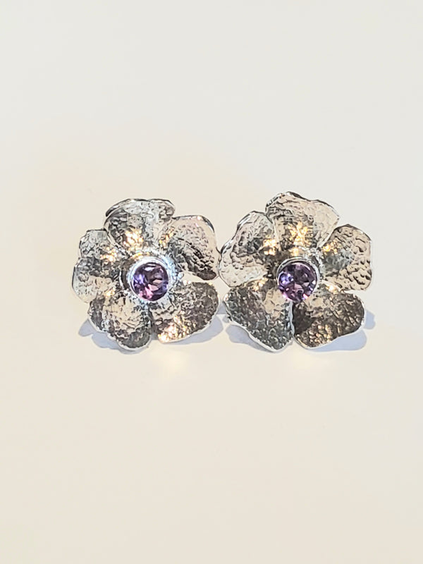 Textured Flower Post Earrings