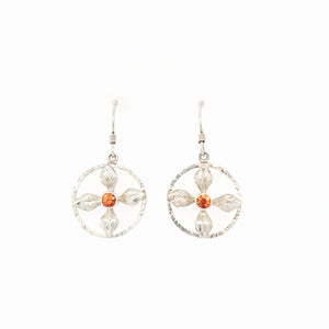 Wheel of Life Earrings - Orange Sapphires